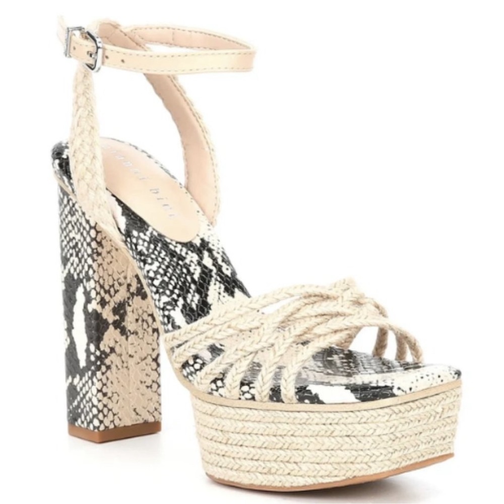 Gianni Bini Snakeskin Shanika Braided Jute Platform Heels 7